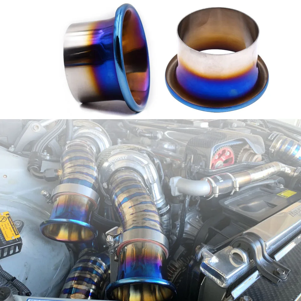 3\'\' 3.5\'\' 4\'\' Brunt Blue Car Cold Air Intake Filter Horn Kit Funnel Air Inlet Velocity Stack Horn Kit