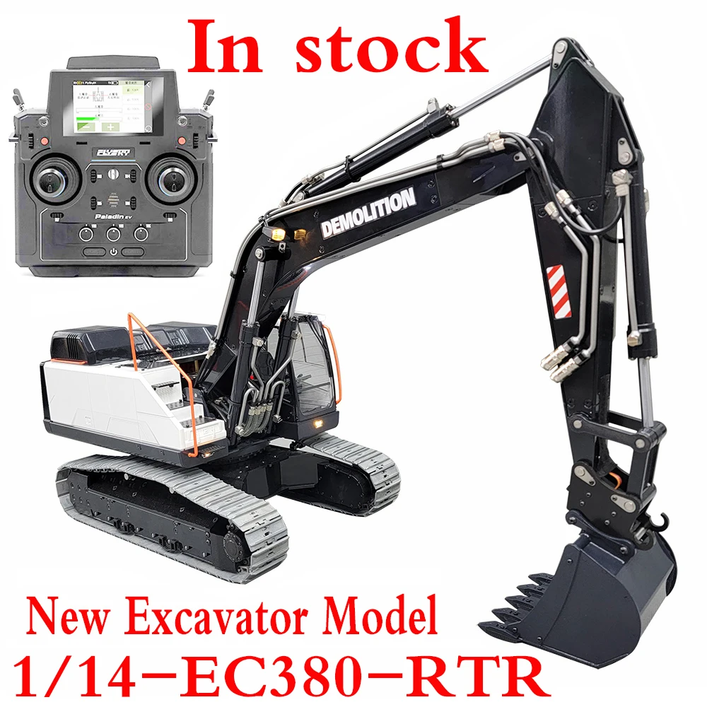 In Stock 1/14 RC Hydraulic Excavator EC380 EL Tracked Excavator Full Metal Model PL18 Channel RC Car Toys for Adults