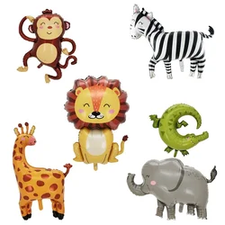 Large Animal Foil Balloons Monkey Lion Zebra Elephant Giraffe Crocodile Balloon Children's Day Birthday Party Decorations