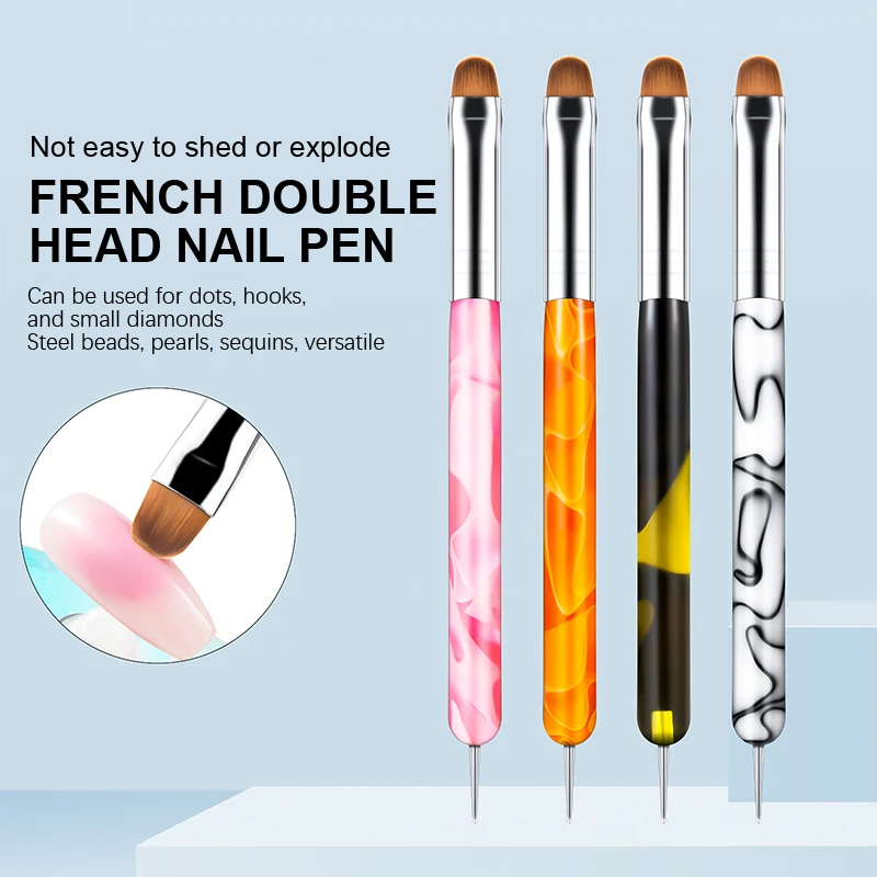 Acrylic Nail Art Painting Pens Dual-Head Dual-Purpose For Nail Design Soft Slender Brush Gradient Gel Drawing Diy Brush