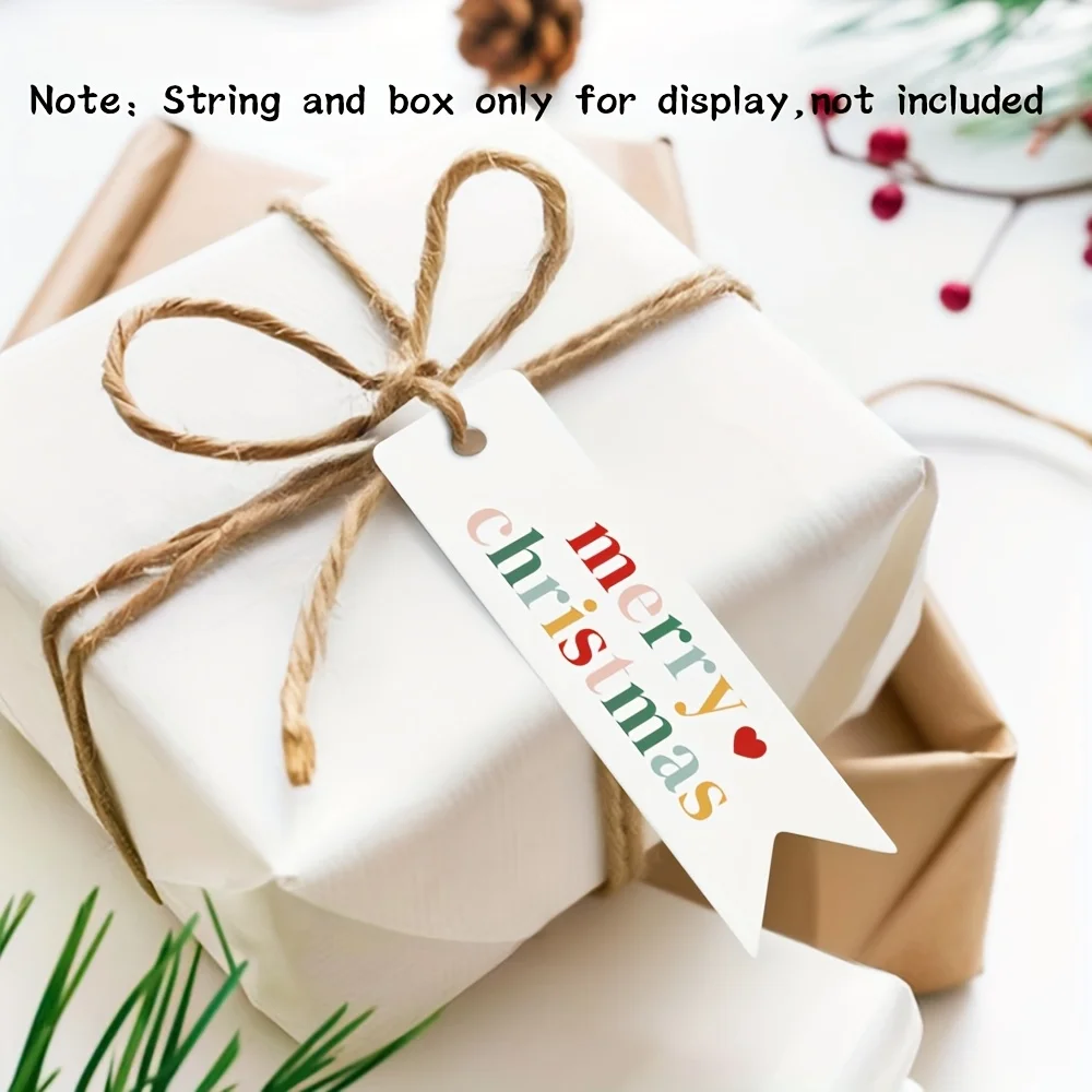 100 Stück Frohe Weihnachten Schwalbenschwanz-Hängeetiketten – für Feiertagsdekorationen, Familie und Freunde, Weihnachtsdekorationen – Detail 1