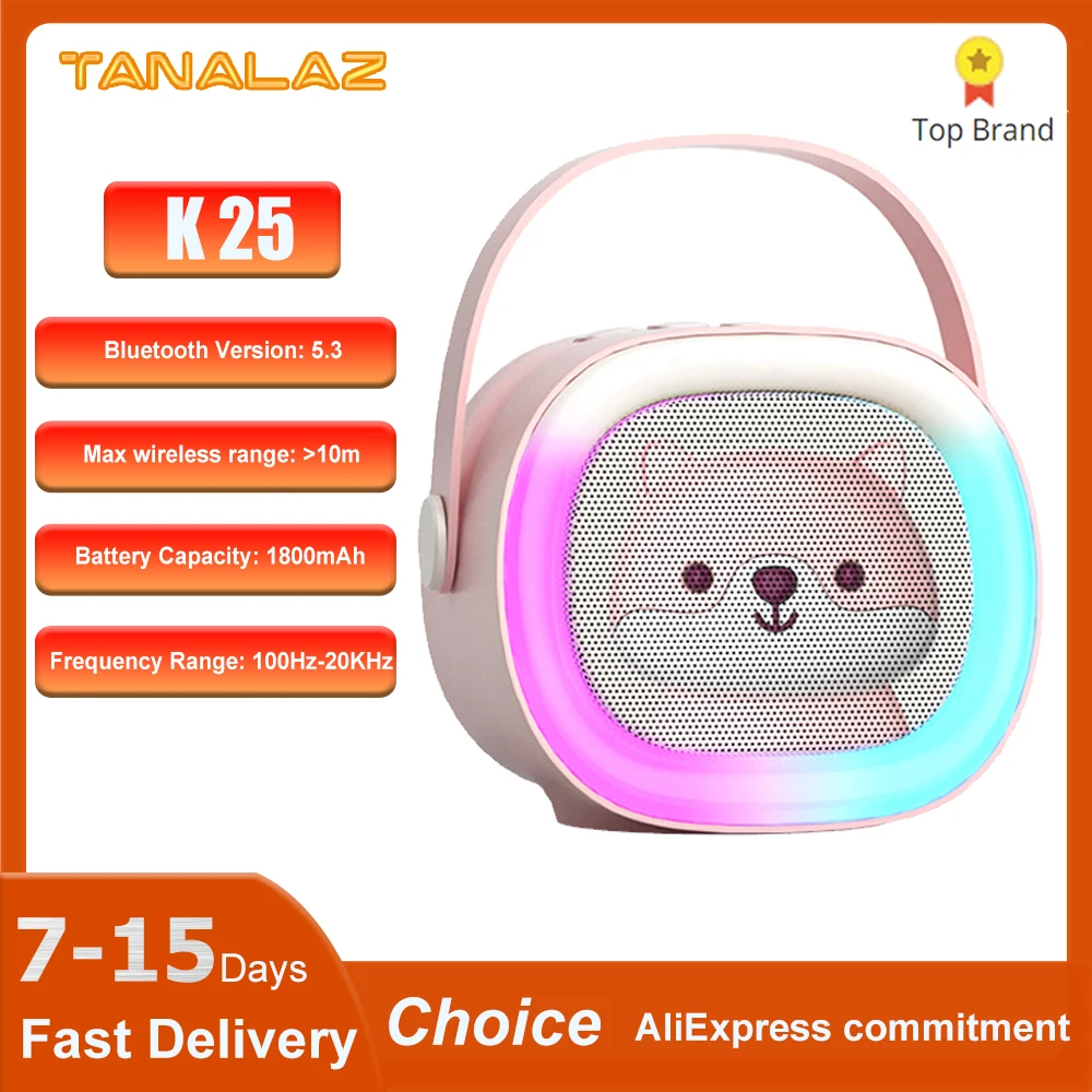 

TANALAZ K25 Bluetooth 5.3 Speaker Portable Home Cute Karaoke Mini Wireless Audio with Microphone K Song Family Singing Machines