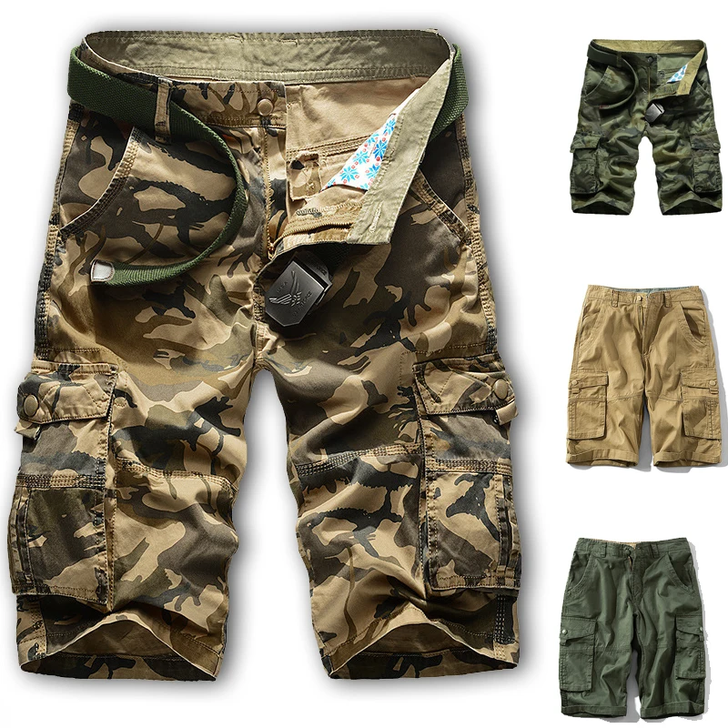 Summer Men\'s Camouflage Shorts Fashion Printing Leisure Zipper Multi-pocket Tooling Shorts Outdoor Sports Military Combat Pants