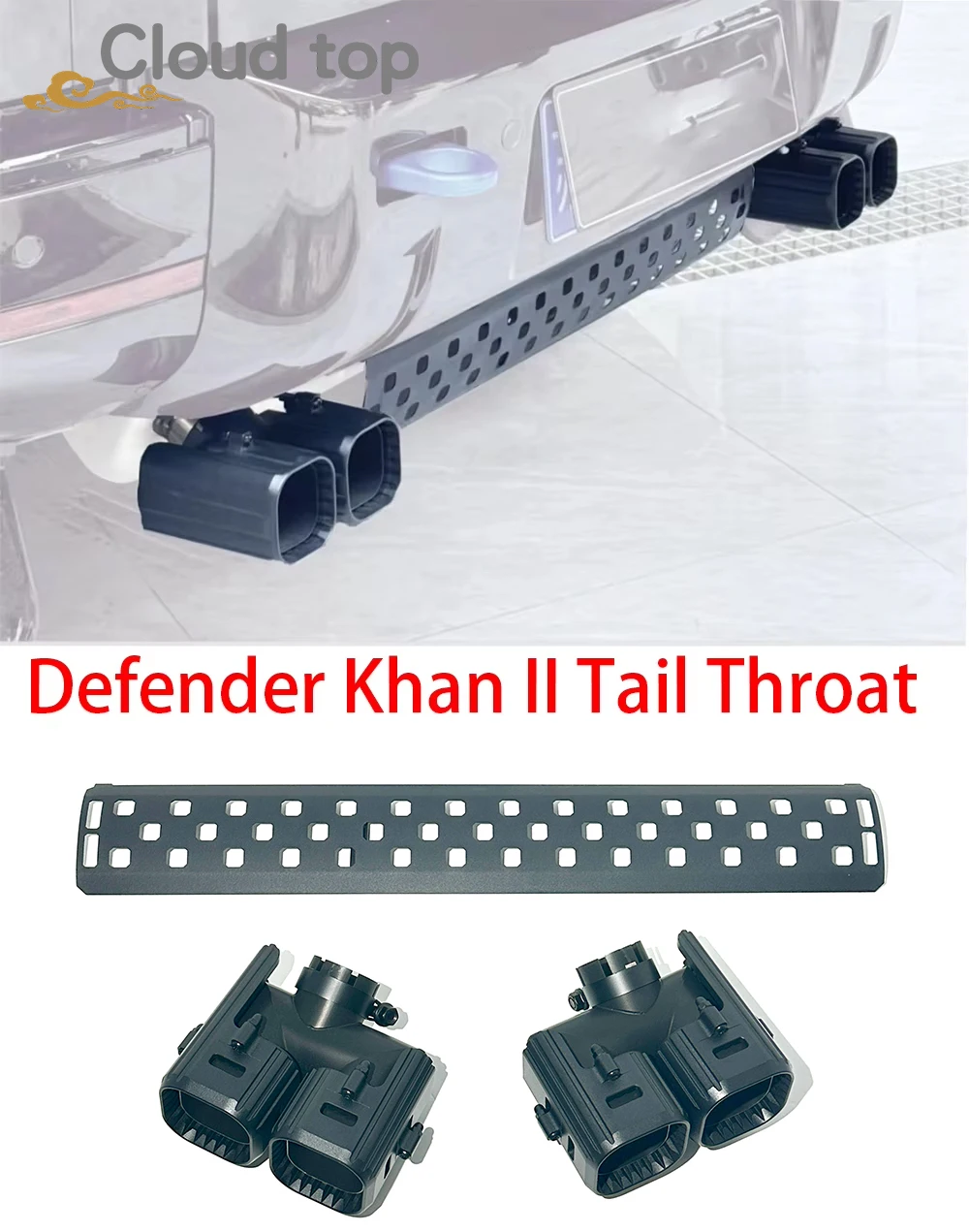 For Land Rover Defender 90 110 2020-2025 Kahn Edition Rear Exhaust Tailpipe Stainless Steel Four Outlet Rectangular Muffler Tip