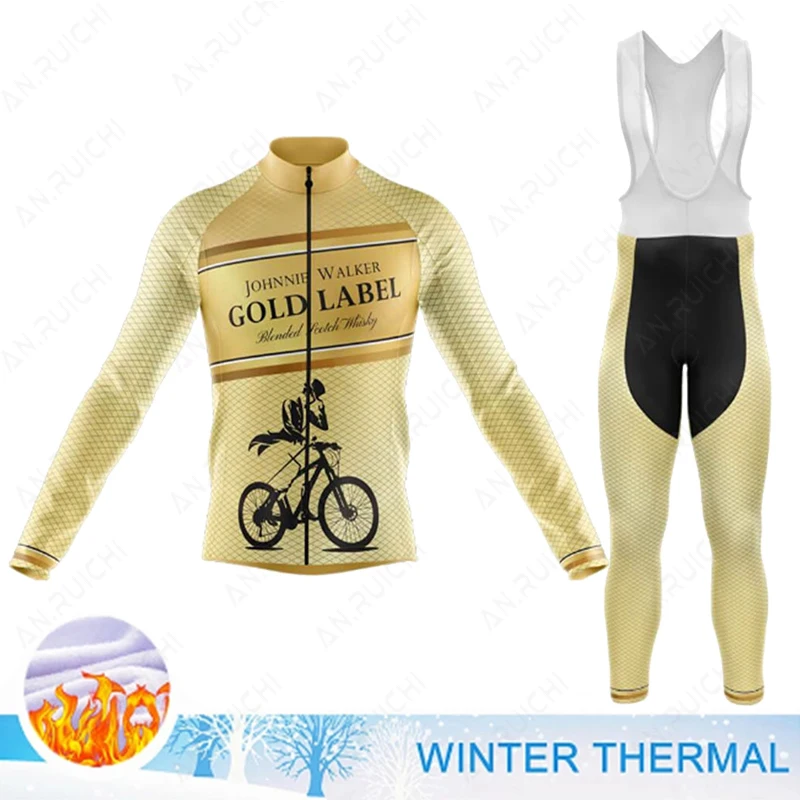 JOHNNIE Warm Cycling Jersey Set 2023 Winter Long Sleeve Cycling Clothing MTB Bike Uniform Maillot Ropa Ciclismo Men Bicycle Wear