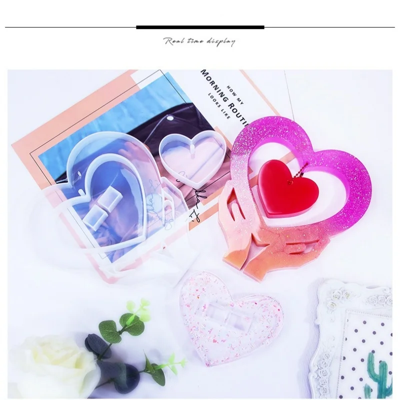 DIY Love Photo Frame Crystal Epoxy Resin Mold Heart shaped Moon Dolphin Gypsum Placer Silicone Mold