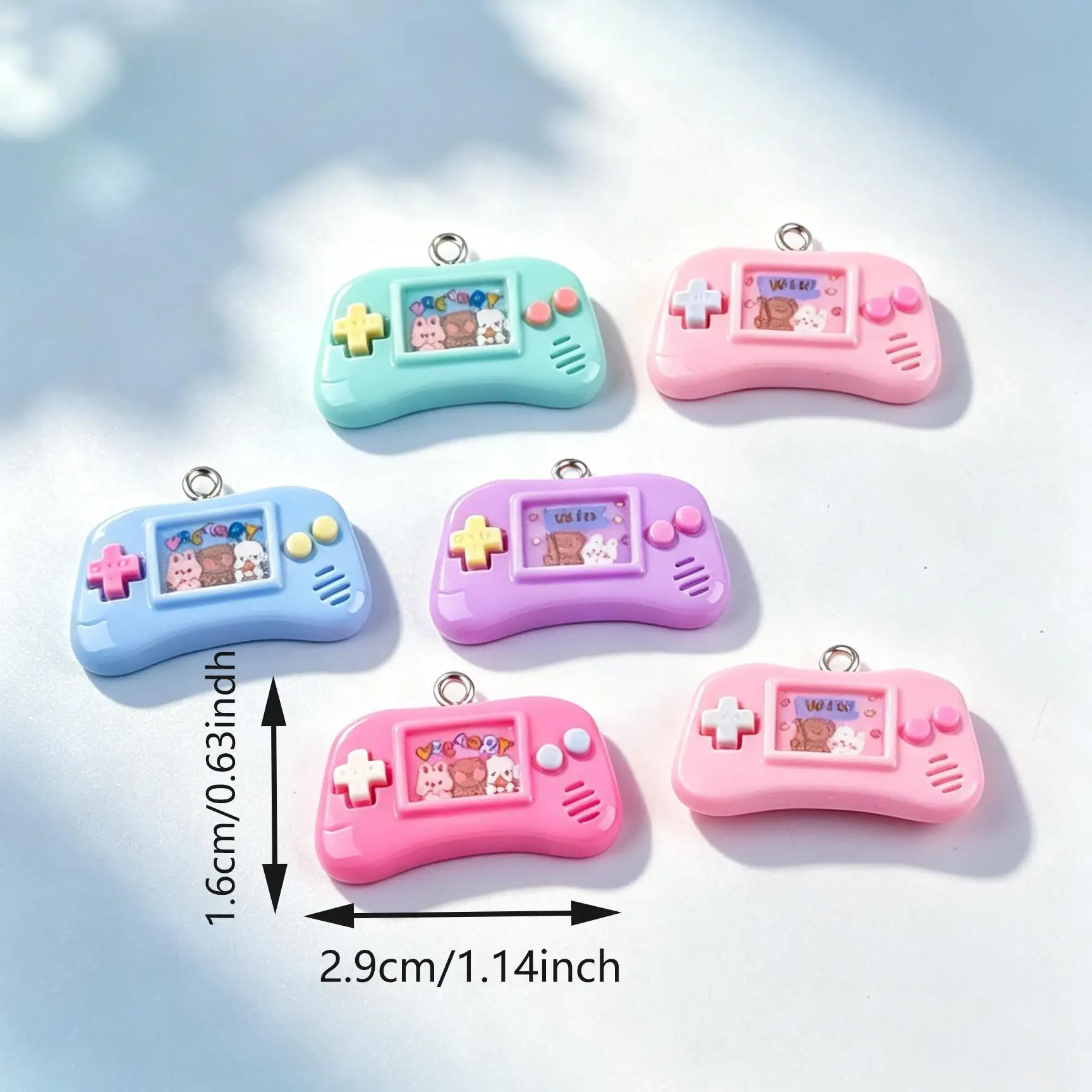10PCS Random color mixing Colorful Cartoon Gamepad 3D Resin Pendants, DIY Craft Charms for Jewelry Making