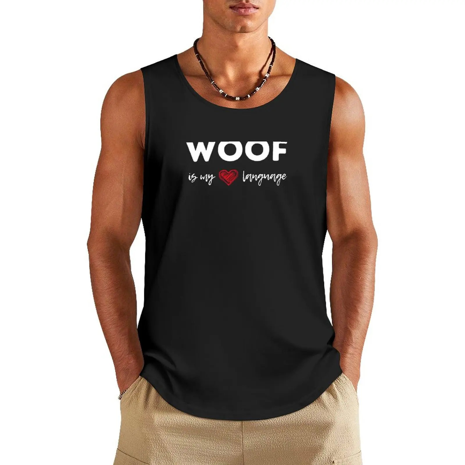 

Woof Is My Love Language - funny gifts for dog lovers Tank Top Men's gym Fitness men clothing best selling products