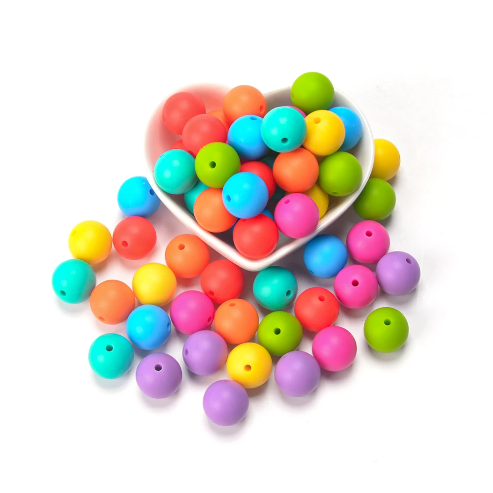 LOFCA 50Pcs/Lot Silicone Bead 9/12/15MM Used In Jewelry Making Necklace Bracelets Keychain Jewelry Accessories