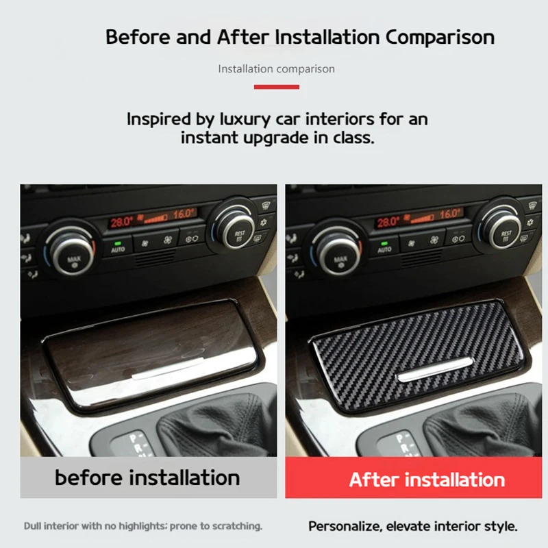 For BWM 3 series E90 2009 -2021 Automobile interior Central control panel with epoxy resin carbon fiber decorative patches