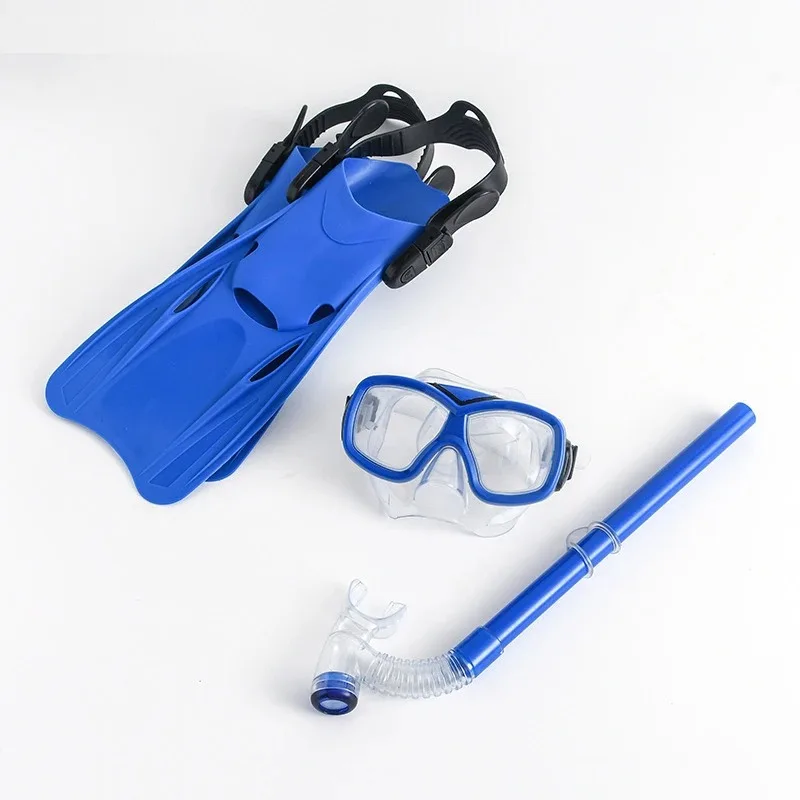 2PCS Large Frame Dry Snorkel Set Kids Swimming Gear Wide View Diving Mask Breathing Tube Fins Complete Snorkeling Kit