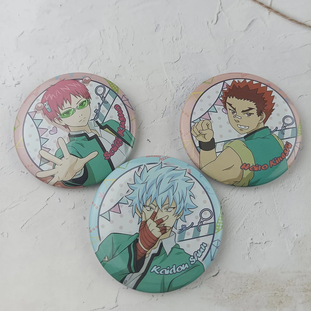 The Disastrous Life of Saiki K. Tin Badge Saiki Kusuo Kaido Shun Anime Brooch Lapel Pin Backpack Decors