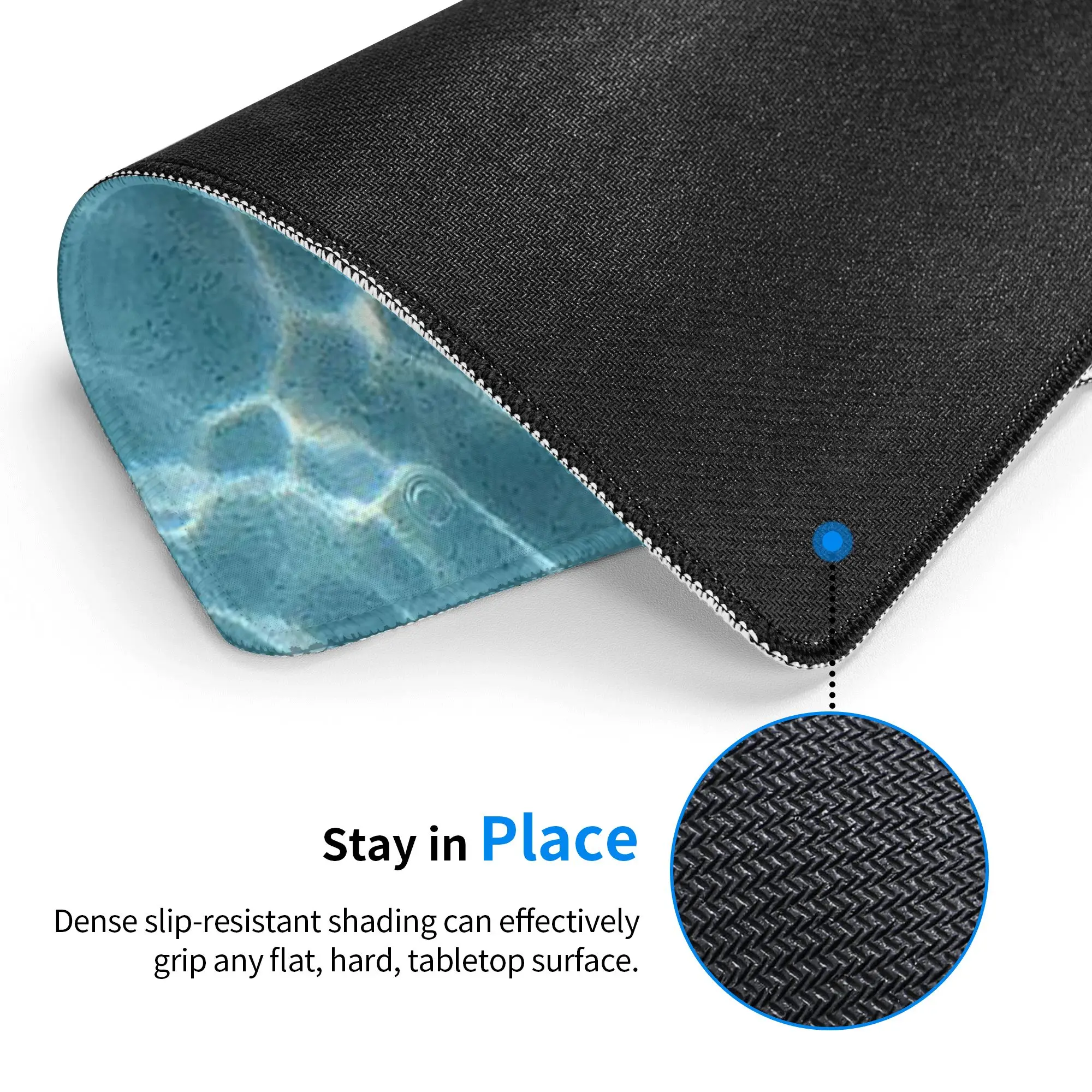 Crystal Blue Water Ripple Pattern Mouse Pad Computer Keyboard Mouse Mat Gaming PC Laptop Desk Mat Office Table Mats