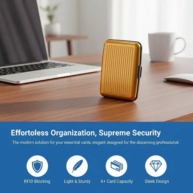 RFID Blocking Aluminum Business Credit Card Holder Waterproof ID Bank Card Case Hard Shell for Outdoor Activities