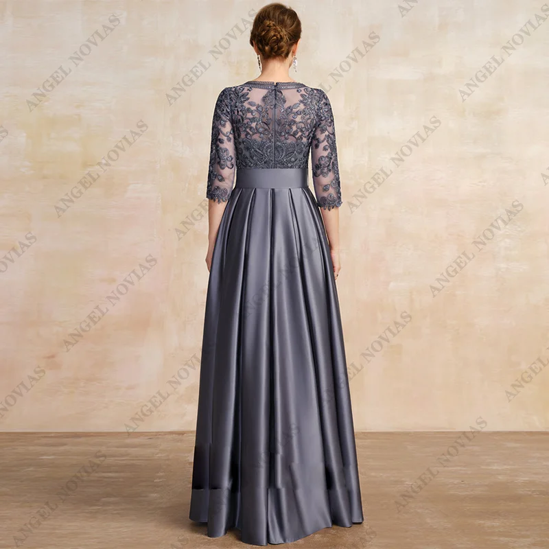 Customized Long Grey Mother of the Bride Dress with Half Sleeve Wedding Party Gowns vestidos de fiesta elegantes 2024 para boda