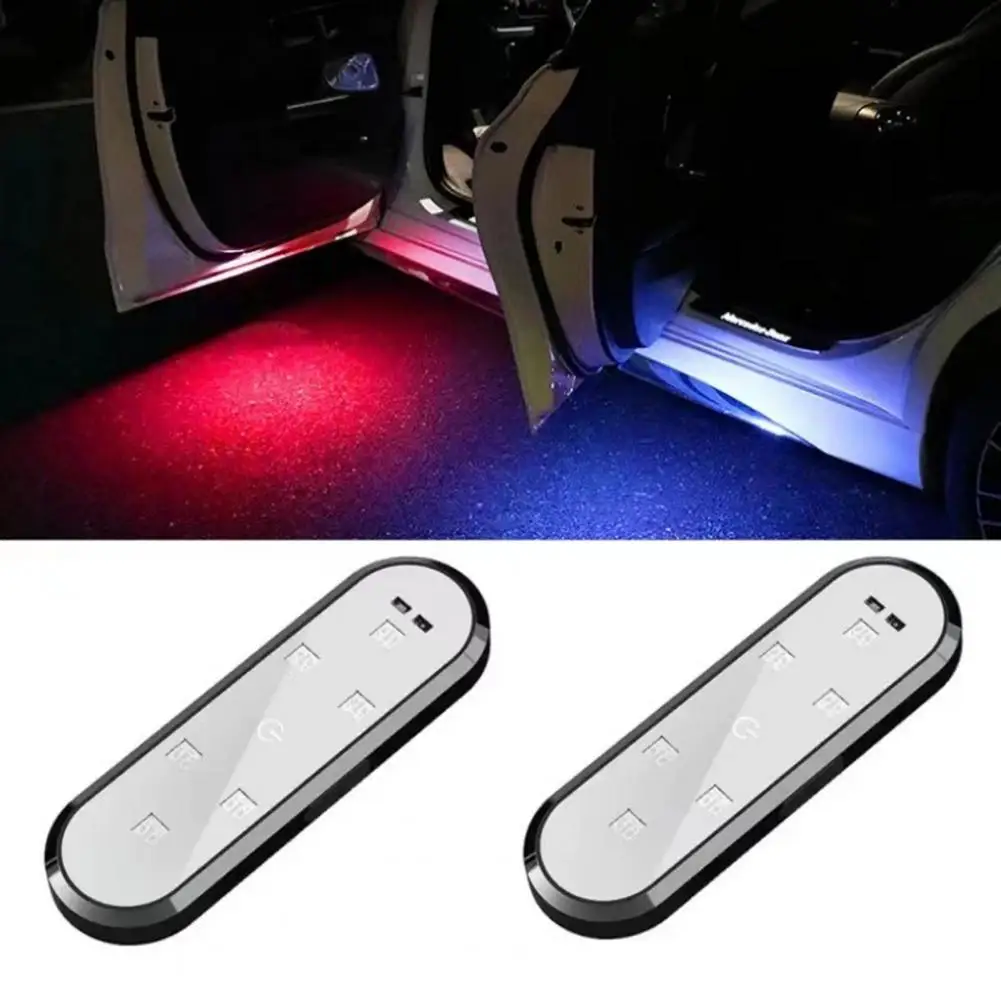 1/2Pcs Wireless Car Door Warning Lights Infrared Sensor Auto Welcome Pedal Lights Magnetic Vehicle Sill Courtesy Warning Lamps