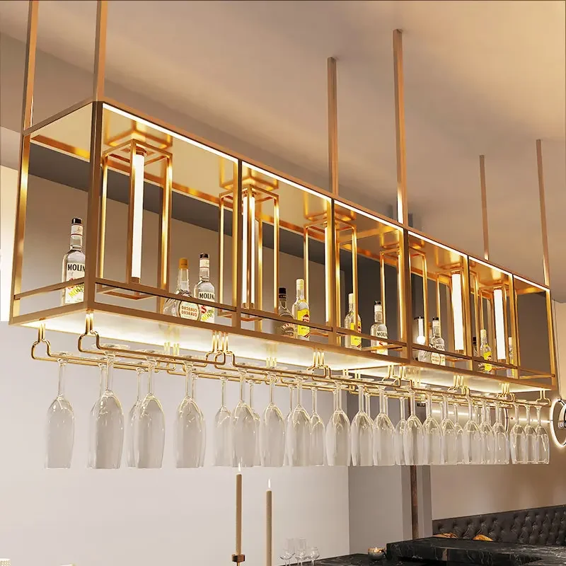 Bar wine rack hanging cabinet hanging decorative rack upside down red wine glass rack