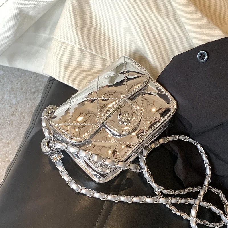 Fahsion Mini Shoulder Bag PU Leather Korean Version Crossbody Bag Solid Color Chain Strap Chain Purse Women Fashion Handbag