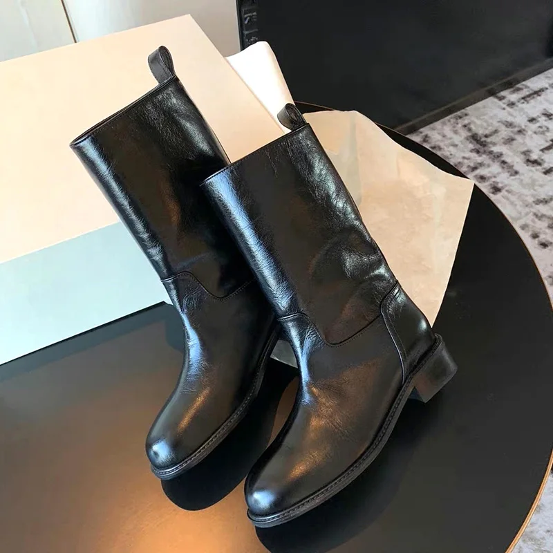 Jesień Zima Botki za kostkę Kobiety 2024 Moda nowa Slip On Chunky Platform Goth Boots Kobieta klasyczna Czarna gruba podeszwa skórzana buty