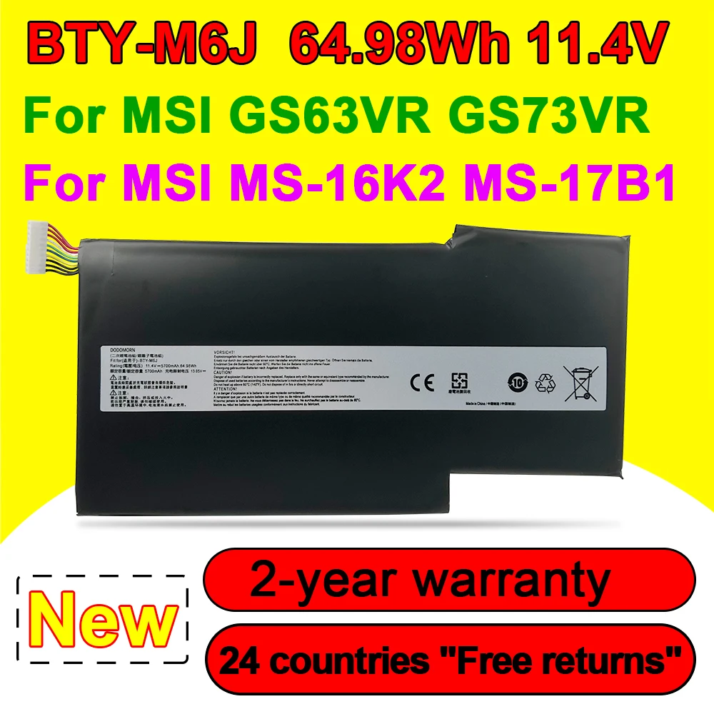 

BTY-M6J Laptop Battery New For MSI GS63VR GS73VR 6RF-001US 7RF-258CN MS-16K2 MS-17B1 Series In Stock