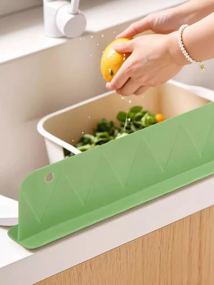 1pc Splash Guard Integrated Suction Cup Sink Water Stop Kitchen Dishwasher Basin Splashproof Barrier Silicone Water Stop Strip