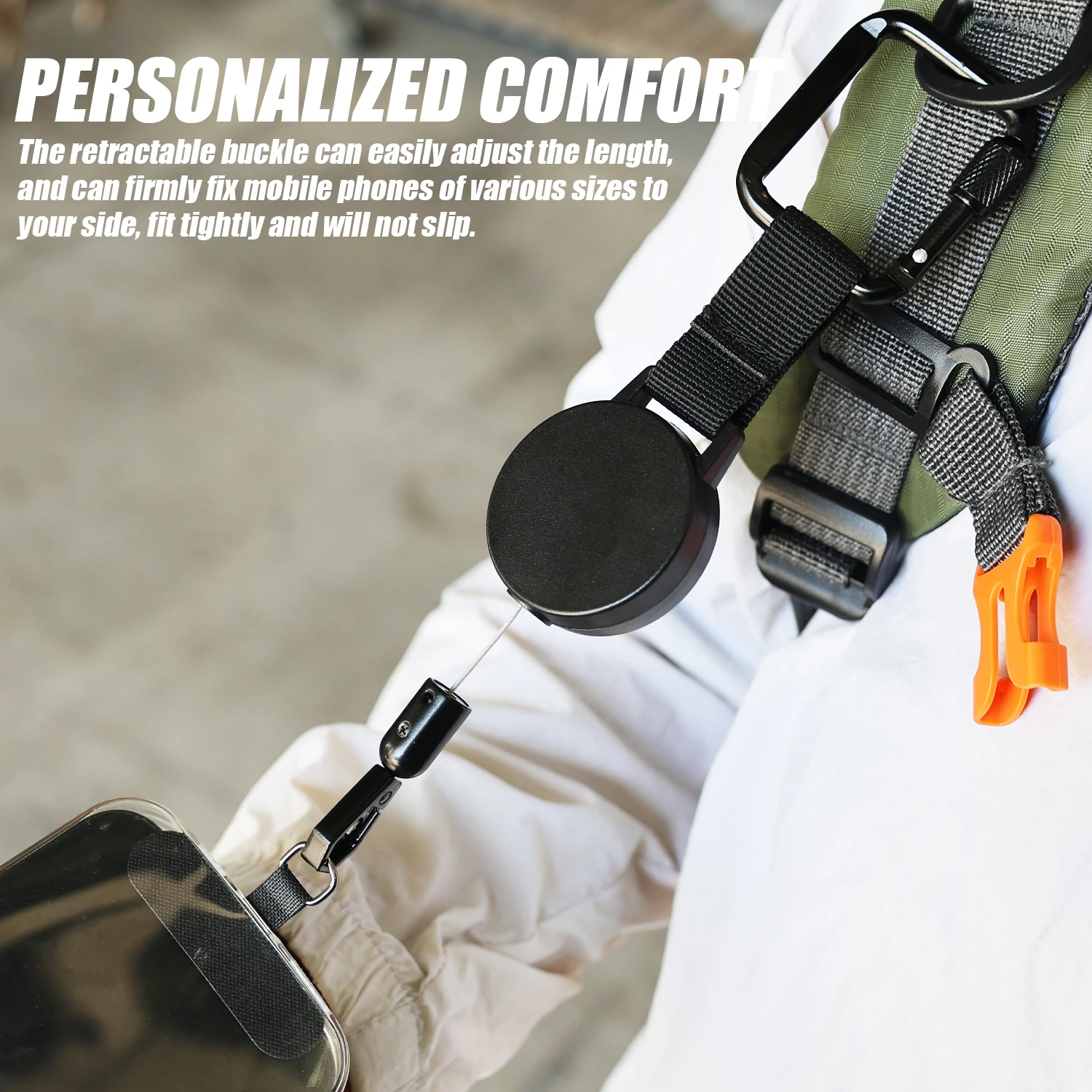 Retractable Anti-Theft Phone Lanyard Straps Carabiner Badge Holder with Phone Tether Tabs Cellphone Belt Clip for Travel Hiking - náhled 4