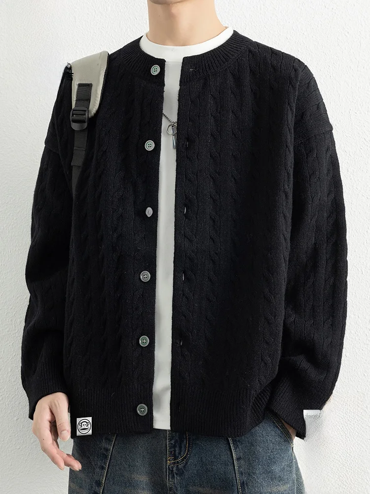 

PaulFrank Bla Open Cardigan Sweater Men's Casual Warm Knitted irt Autumn Faion Brand Loose Fit Long Sve round Ne