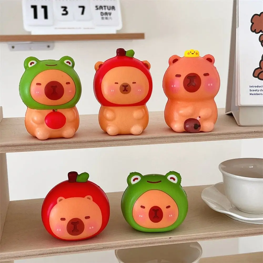 Cute Sensory Toy Capybara Squeeze Toy PU Slow Rebounce Cartoon Fidget Toy Fidget Toy 3D Pinch Decompression Toy Practical Jokes