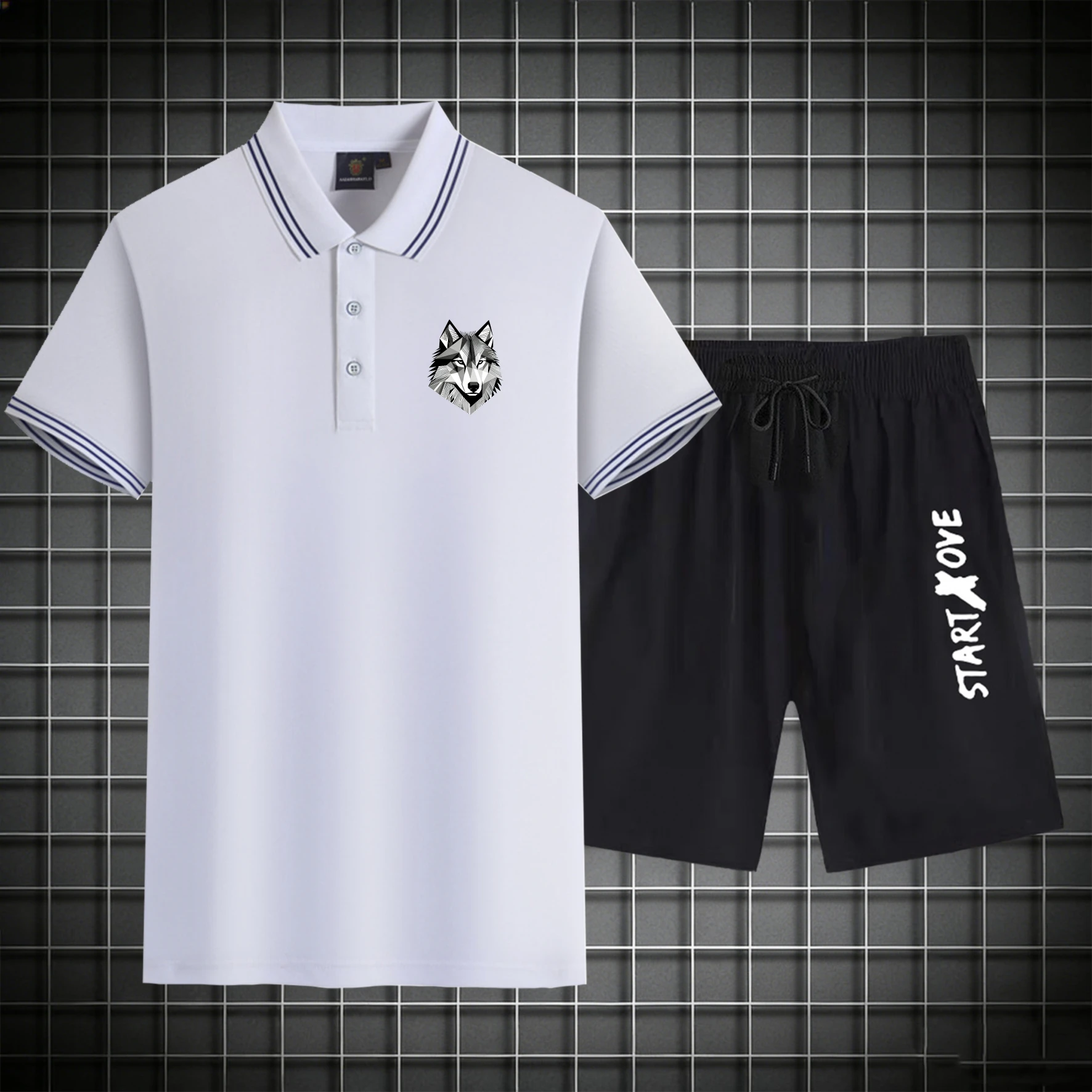 

men's Polos sets 2026 Summer Short sleeve Polyester sets for men clothing set Printed Graphic sweat suit training suit set men