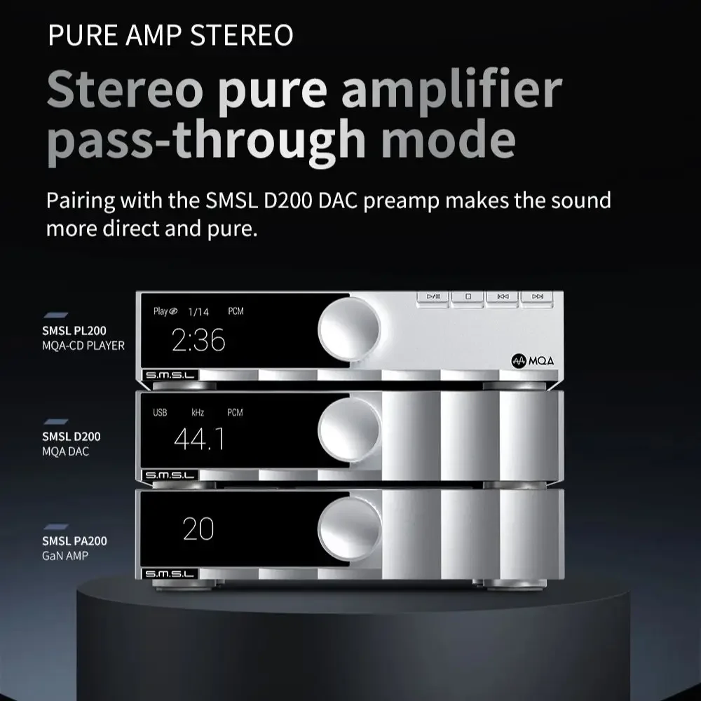 SMSL PA200 نيتريد الغاليوم مكبر كهربائي XLR وضع الإدخال الأحادي ستيريو النقي مكبر للصوت تمرير الوضع عالية الطاقة الصوت الصف
