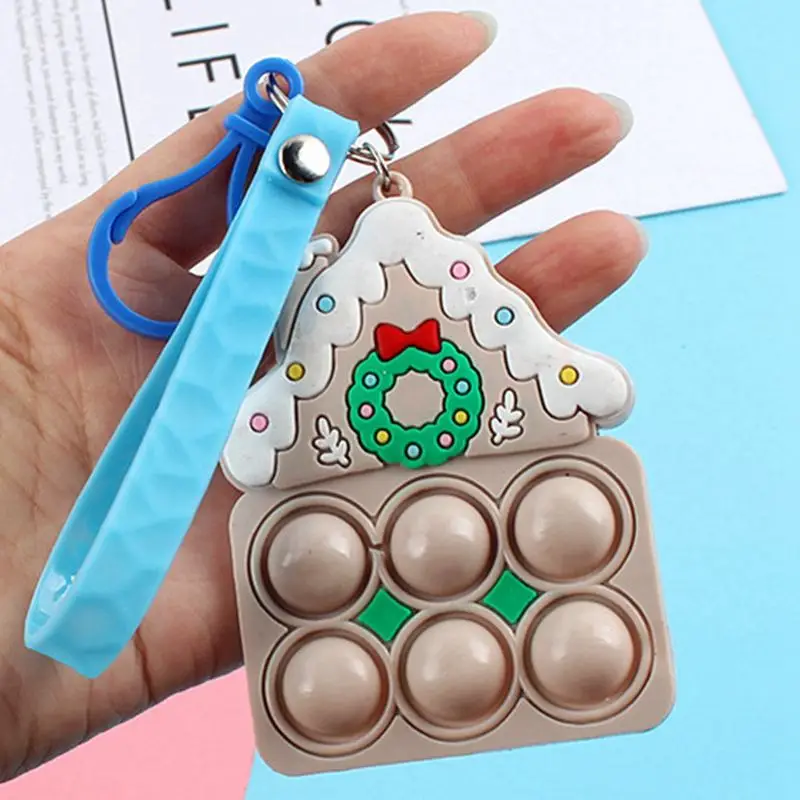 4 قطعة المفاتيح عيد الميلاد فنجر فقاعة المفاتيح الهدايا حلية حفلة عيد الميلاد ديكور الأطفال الكبار هدايا السنة الجديدة حقيبة الحشو #5