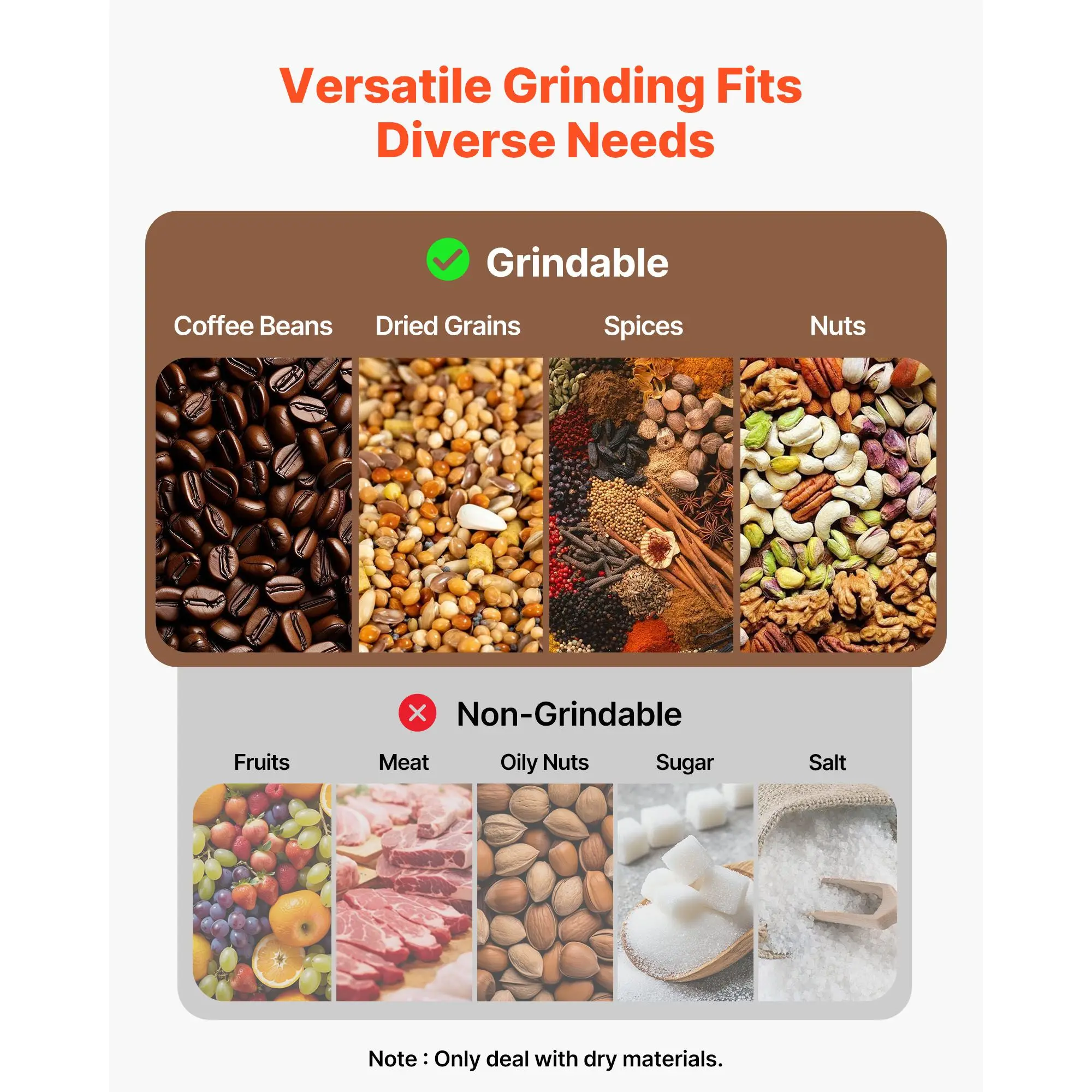 Electric Grain Mill Grinder, 1.8 lbs Commercial Spice, High Speed 2100W Stainless Steel Pulverizer Powder Machine, for Dry