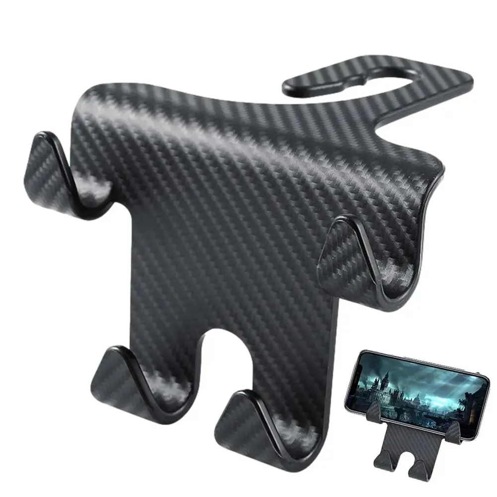 Car Headrest Hook Phone Holder Inner Rear Mount Seat Back Hanger Multi-functional Clips Bracket For Bags Hats