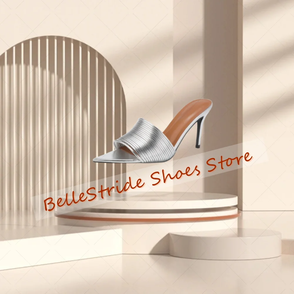 

Silver Pointed Toe Open Toe Pumps String Decor Women Shoes Stilettos High Heels Party Banquet Dating 2025 Zapatos Para Mujere
