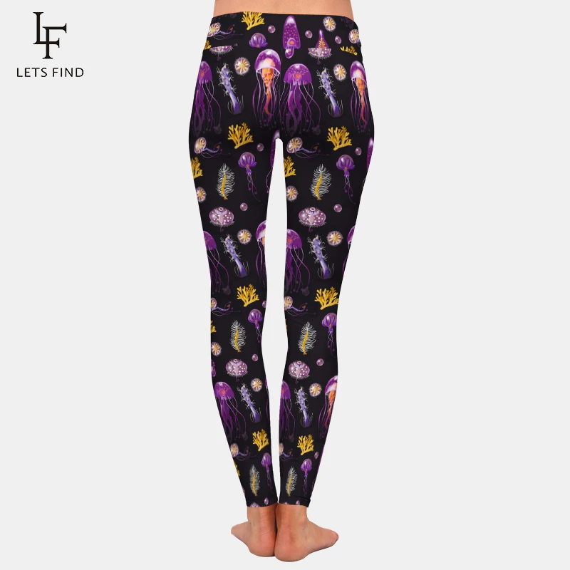 LETSFIND-Leggings de cintura alta para mujer, pantalones con estampado Digital de medusas, Leggings negros informales a la moda, gran oferta