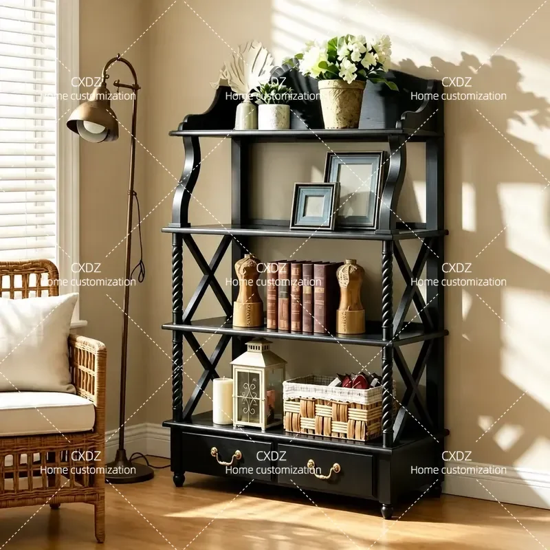 Floor to Ceiling Solid Wood Bookcase Simple Living Room Shelf Multi Layer Storage Rack Small Bookshelf for Home Office