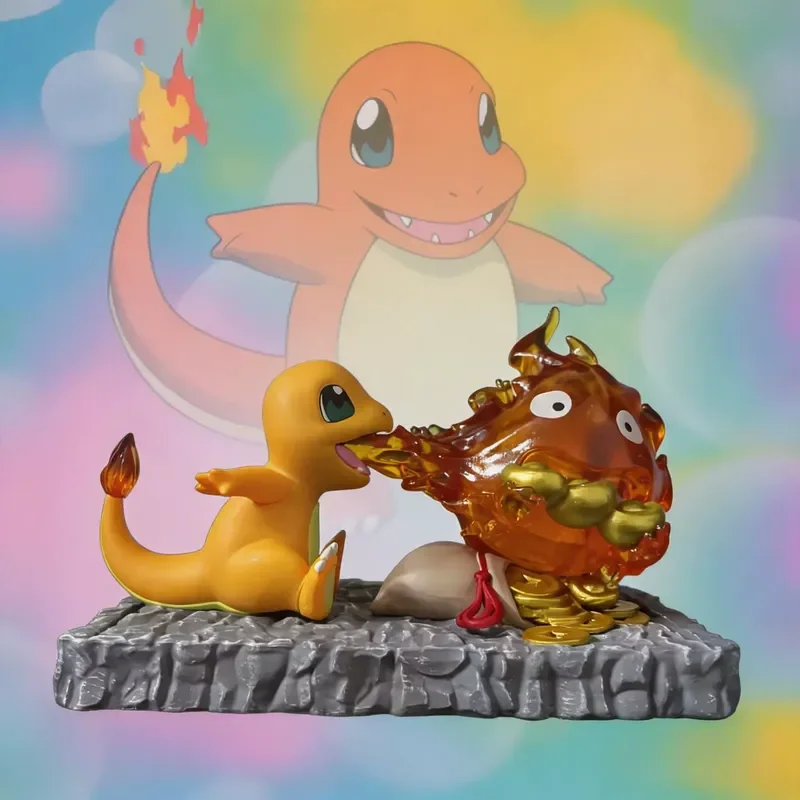 

PokéMon x Howl'S Moving Castle Charmander Calcifer Light Up Action Figure 10cm Collectible Model Toy Desktop Ornament Anime Gift