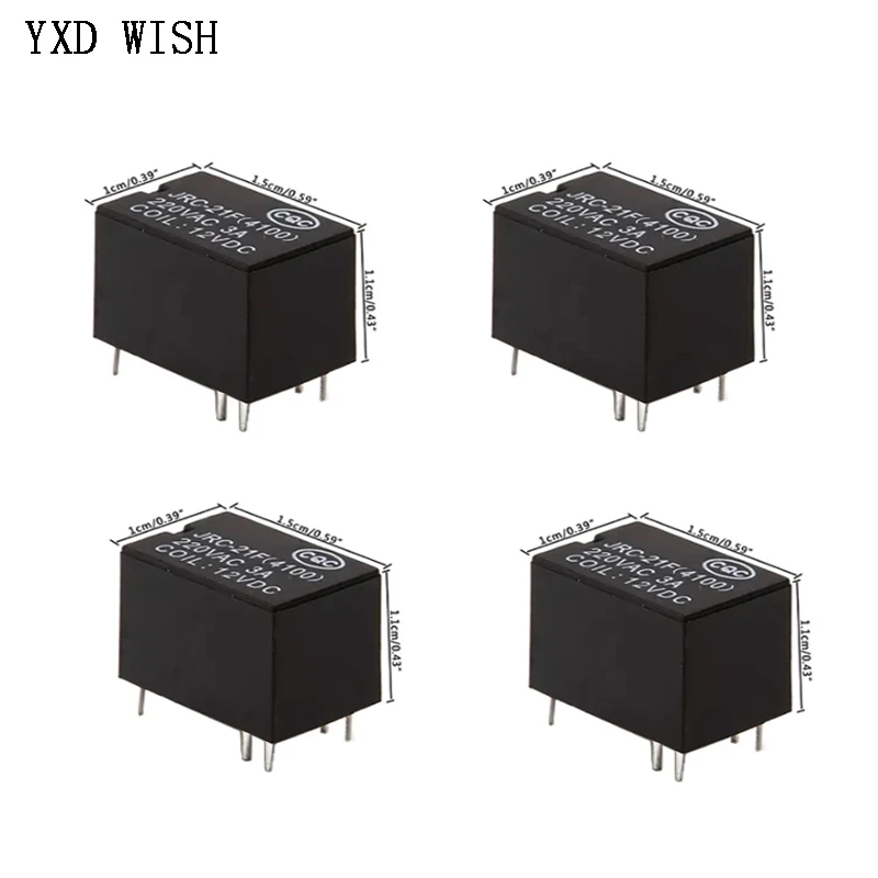 10pcs JRC-21F 4100 DC Mini Power Relay 6 Pin PCB Mount Circuit Board Relays DC 3V 5V 12V 3A 6Pins Miniature PCB Relay