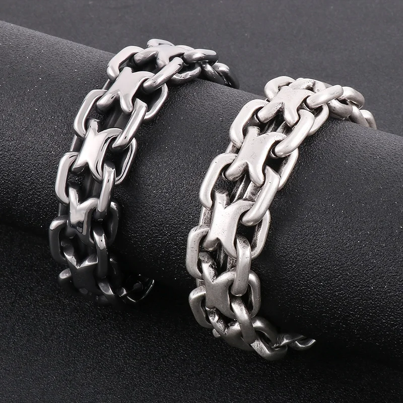 20MM New Stainless Steel Heavy Double Zero Link Chain Fashion Retro Strong Man Bracelet Hip Hop Dominant Party Jewelry Gifts