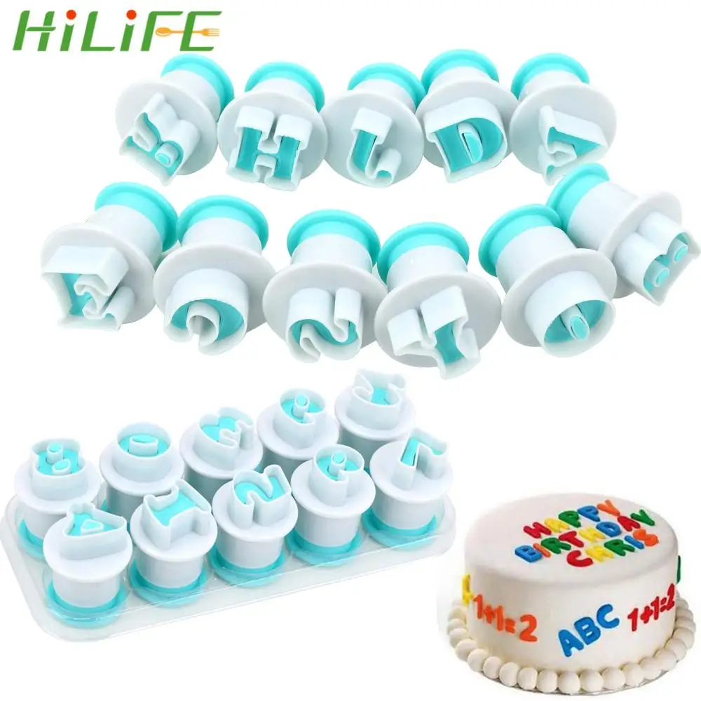 Upper & Lowercase Alphabet Cookie Cutter Cookie Mould Plastic Plunger Cutter 10 26 pcs/set Capital Letters Fondant Cake Mold