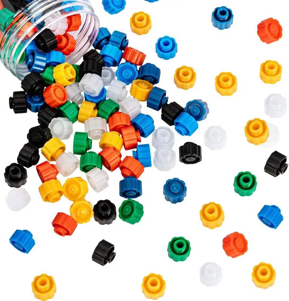 

140pcs Syringe Tip Caps Luer lock tip syringe No Needle Tip Cap for Feeding Tubes 7 Colors Syringe Tip Cap with Clear Container