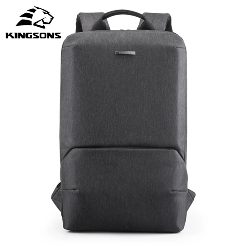 

Kingsons New Thin 15'' Laptop Backpacks Men Women Business Backpack Office Work Bag Unisex Gray Ultralight Schoolbag With USB