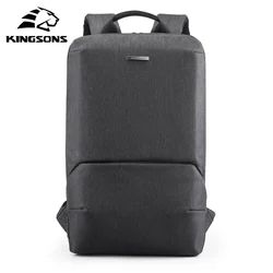 Kingsons New Thin 15'' Laptop Backpacks Men Women Business Backpack Office Work Bag Unisex Gray Ultralight Schoolbag With USB