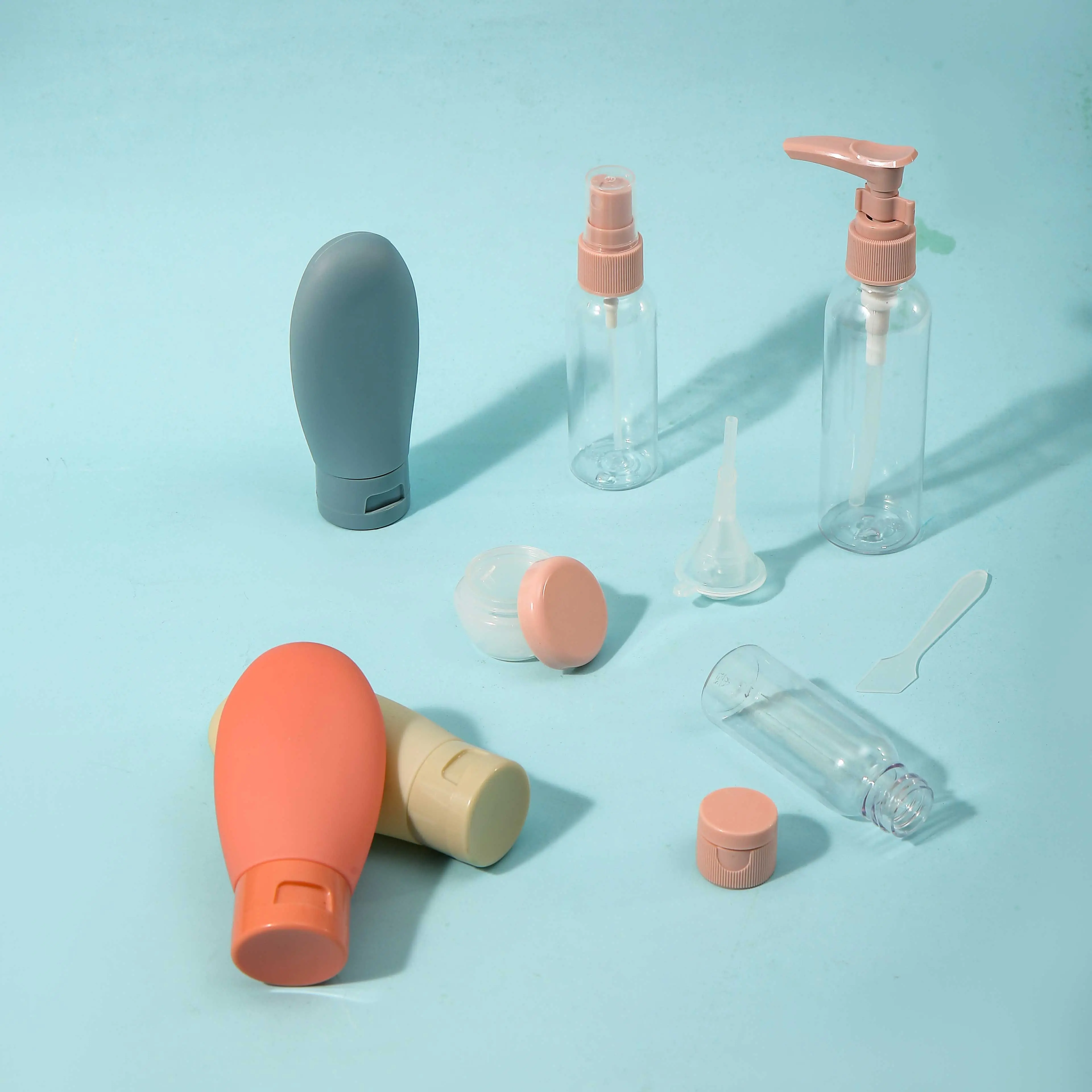 11 pçs conjunto de garrafa recarregável de viagem recarregável spray loção shampoo chuveiro tubo engarrafamento recarga cosméticos