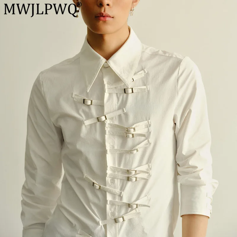 MWJLPWQ Niche Design Deconstructed Tie-Up Stretch Shirt Slim-Fit Short Sleeve Elegant Tops 2026 Autumn New 2026 Autumn New 21195