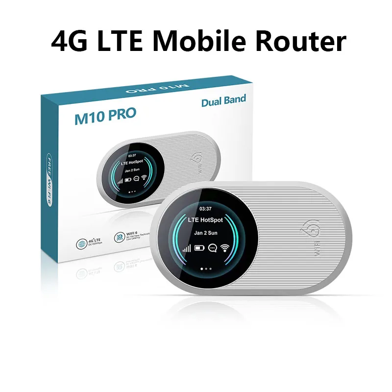 

Беспроводной 4G-роутер с 2-дюймовым цветным HD-экраном, автомобильный Wi-Fi 6, двухдиапазонный портативный 4G LTE мобильный роутер MiFi для путешествий