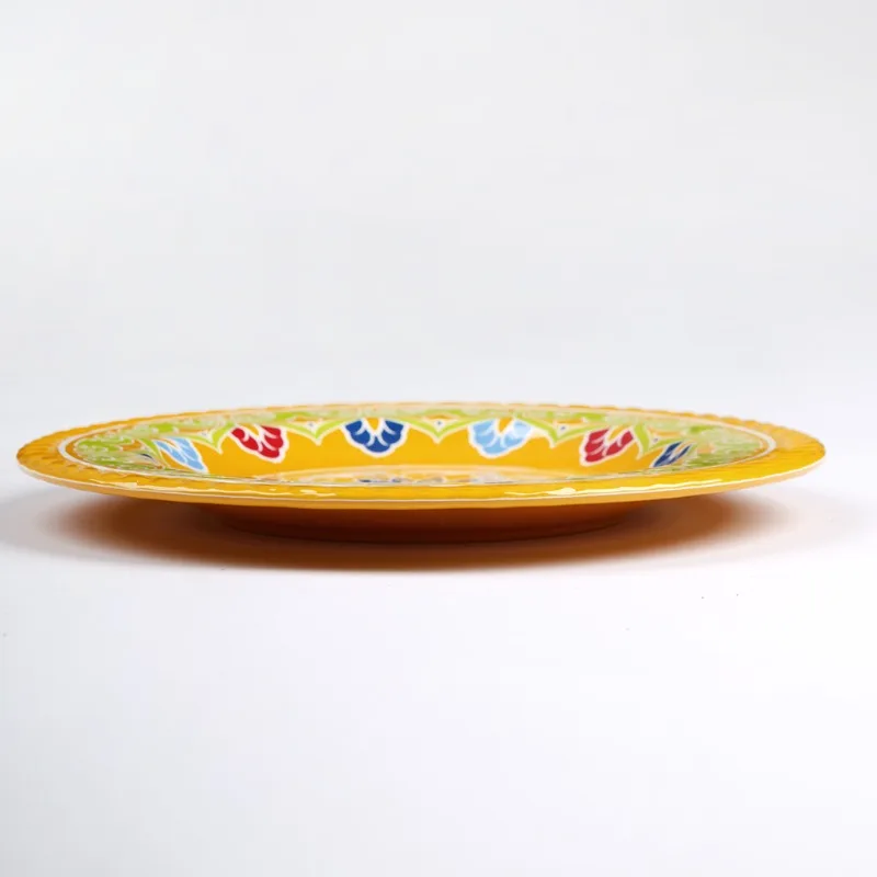 A 5 size melamine board custom floral design color flat plate for hotel catering activities