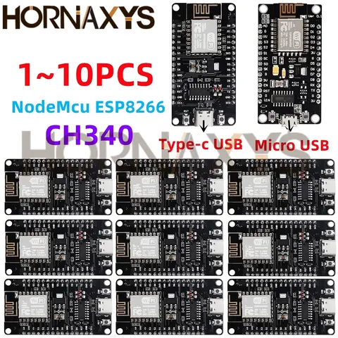 1-10pcs/ESP8266 NodeMCU LUA CH340 ESP-12E WiFi Internet Development Board 4M Flash Serial Wireless Module for Arduino Type-C USB