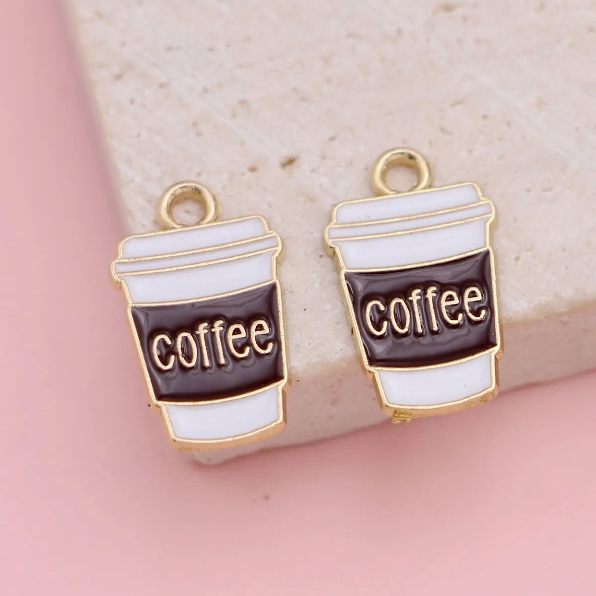 20pcs Enamel Coffee Cup Charms Gold Plated Coffee Pendants For Making Jewelry Creative Gift - 36 - Image 5