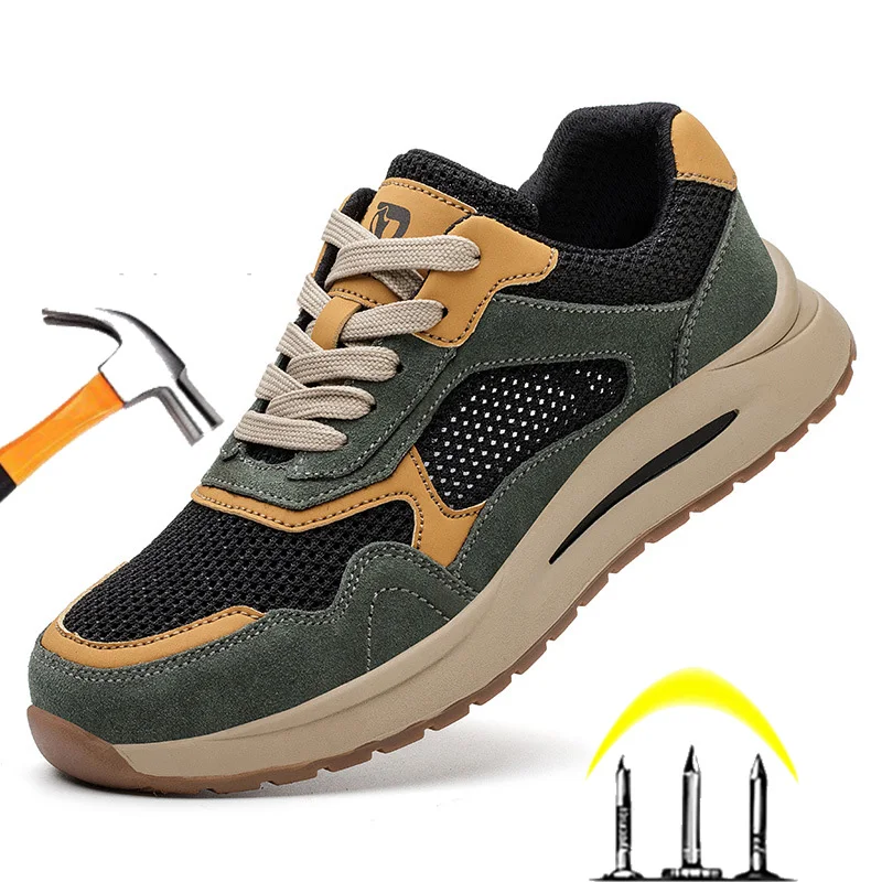 Men Work Safety Shoes Anti-puncture Working Sneakers Lightweight Men Shoes Safety Boots Male Indestructible Work Shoes Men Boots